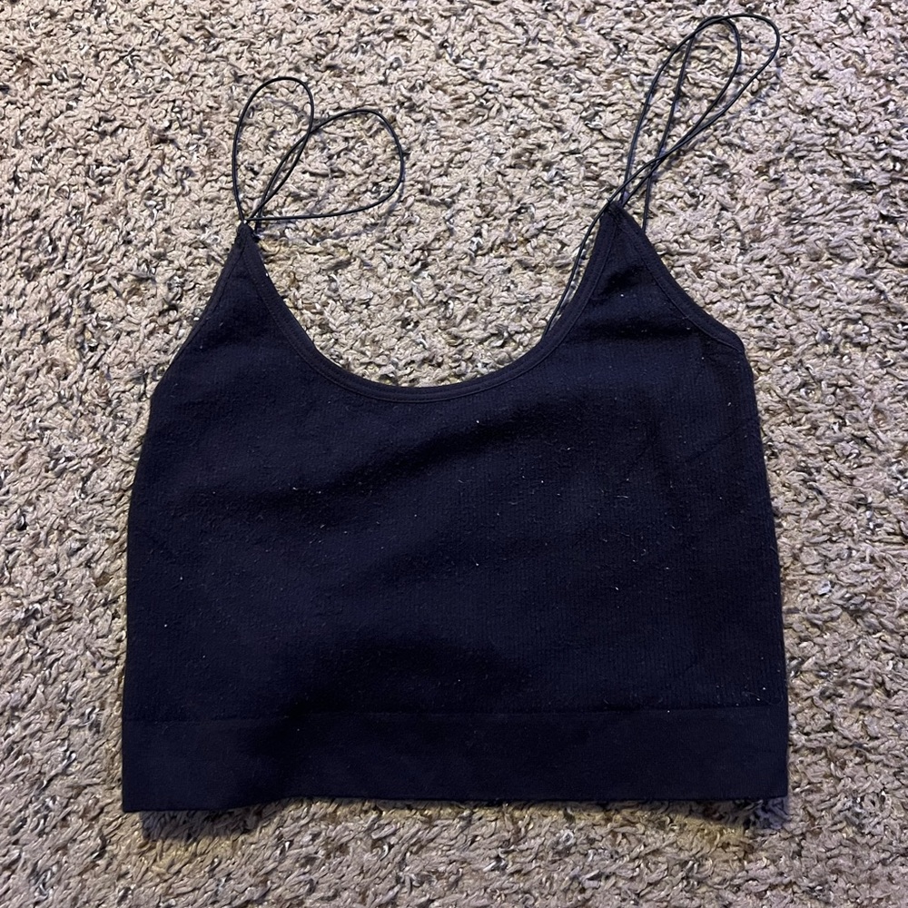 Black Spaghetti Strap Crop Top